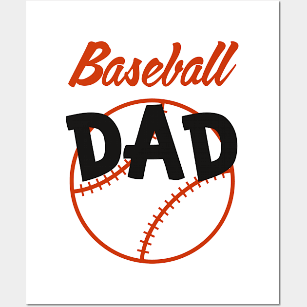 Baseball Dad for Men Boys Kid Happy Fathers Day Wall Art by jjmpubli
